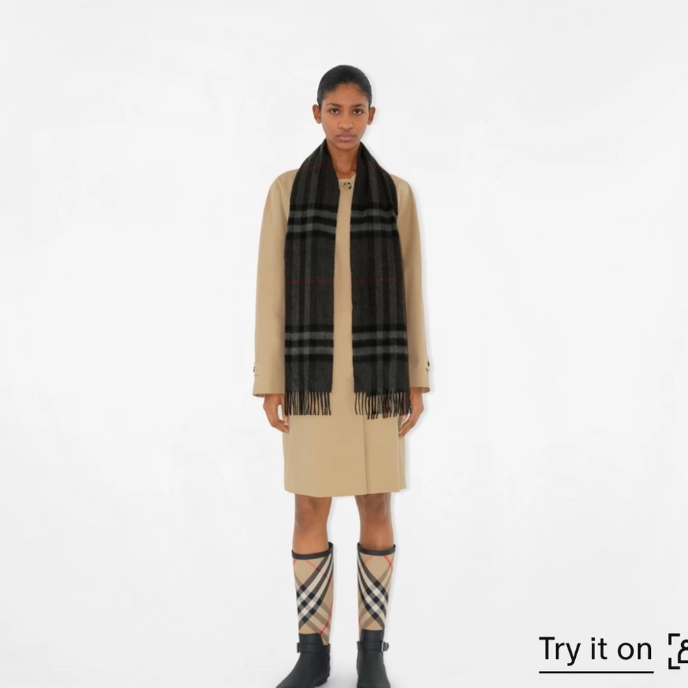 Burberry check cashmere scarf charcoal scarve brand new